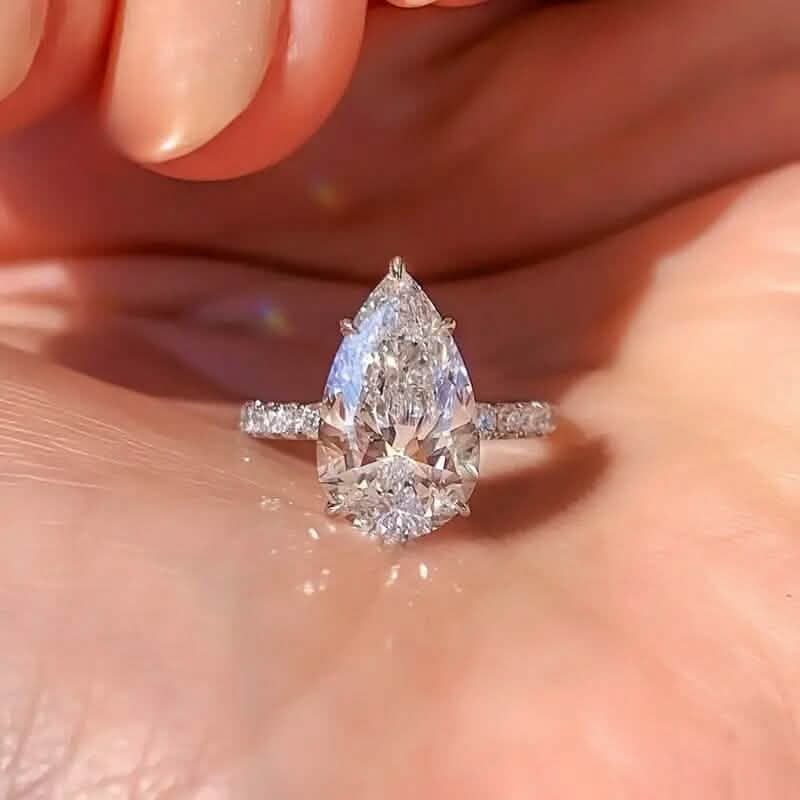 Image of Elegant Teardrop Cubic Zirconia Engagement Ring