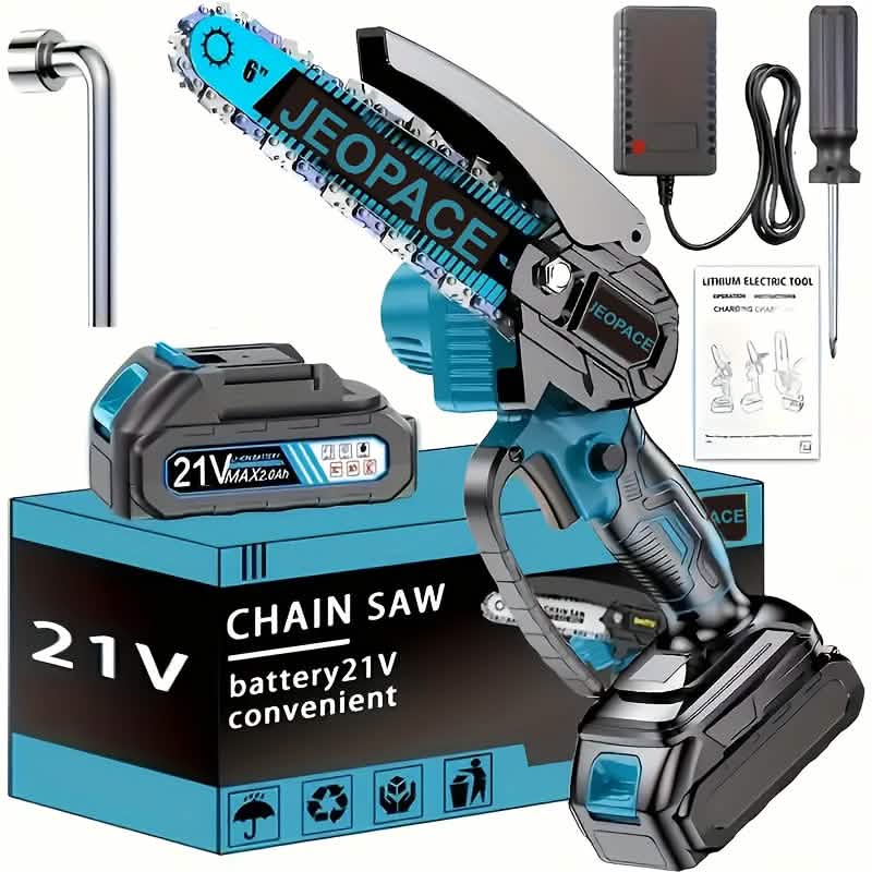 Image of 21V 4-6 Inch Cordless Chainsaw Kit with Built-in Lubrication, Battery and Charger