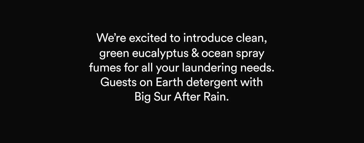 Introducing Guests on Earth detergent with Big Sur After Rain