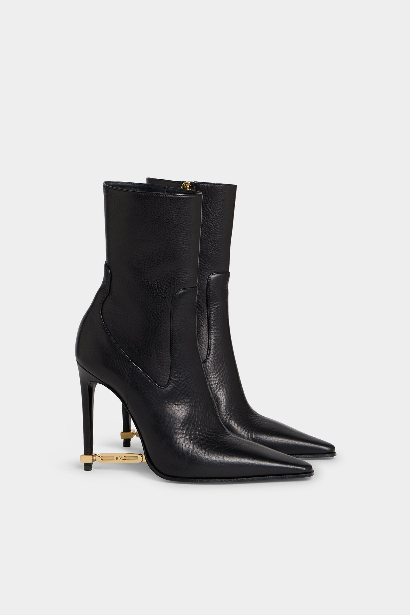 Metal Bar Heeled Ankle Boots