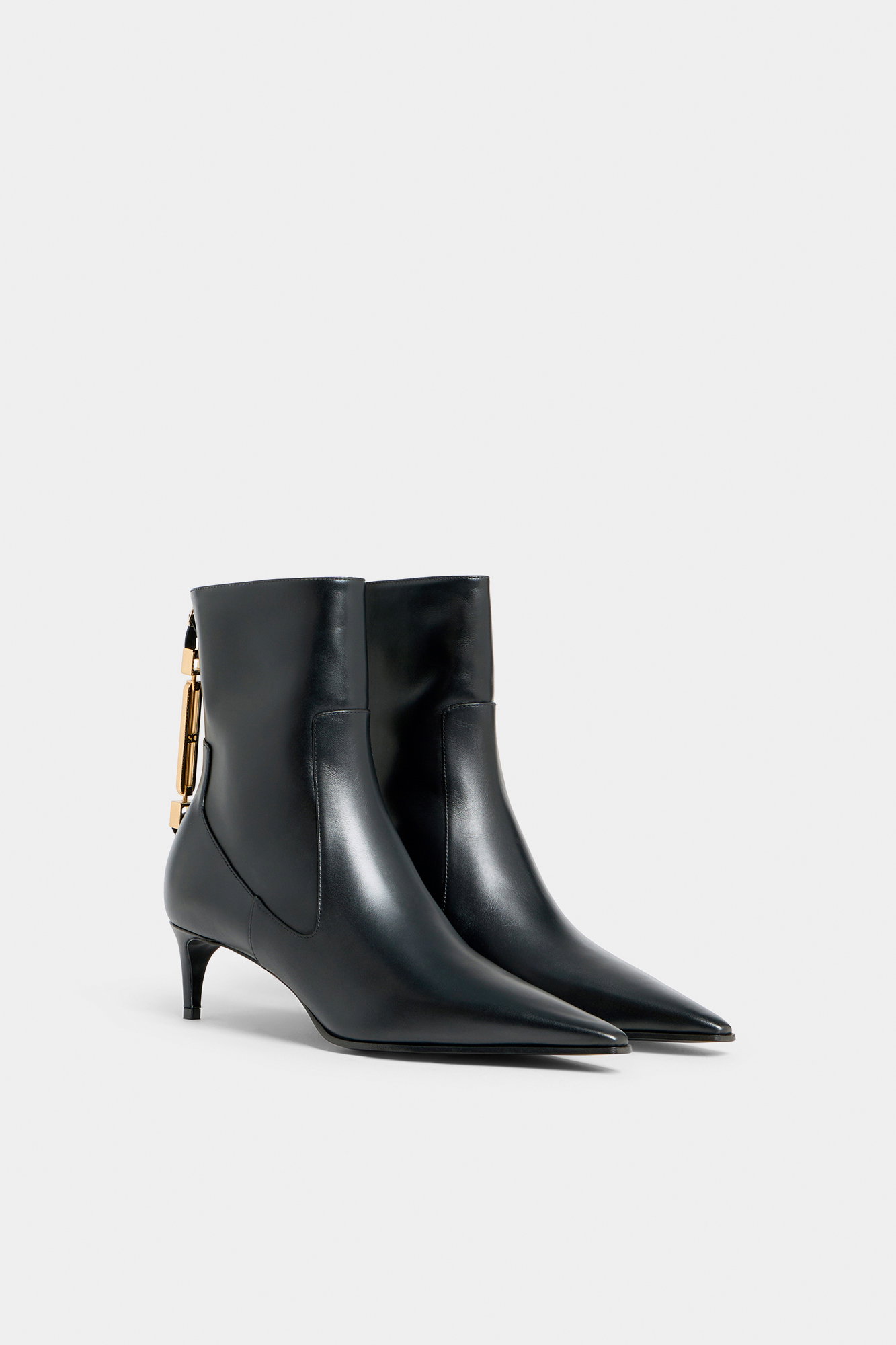 Metal Bar Heeled Ankle Boots