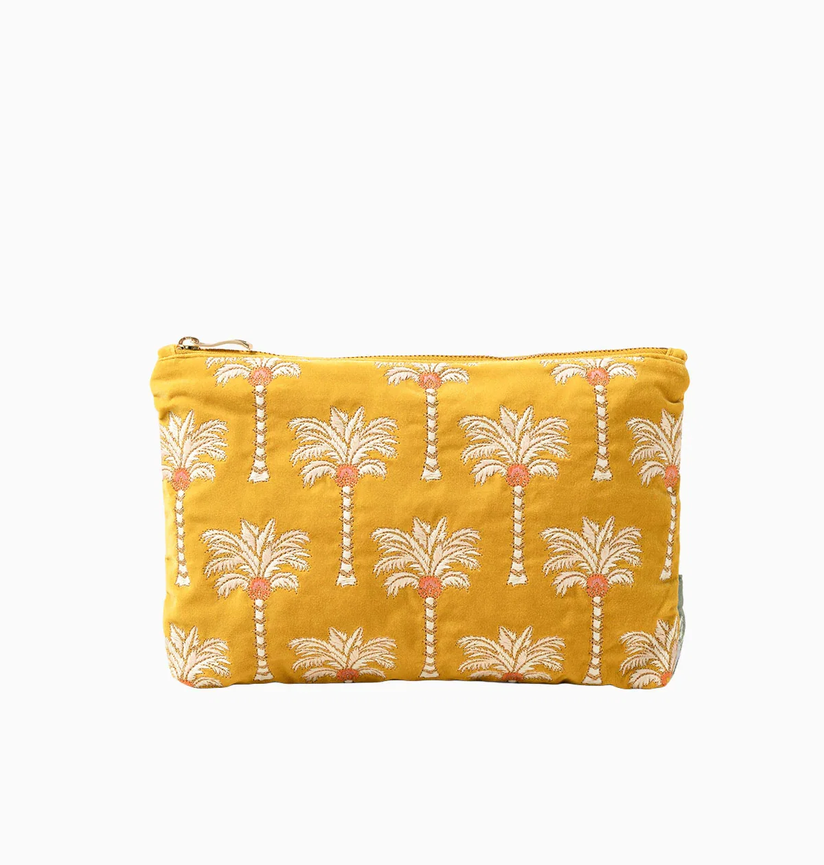 Image of Sunrise Palm Mustard Velvet Everyday Pouch