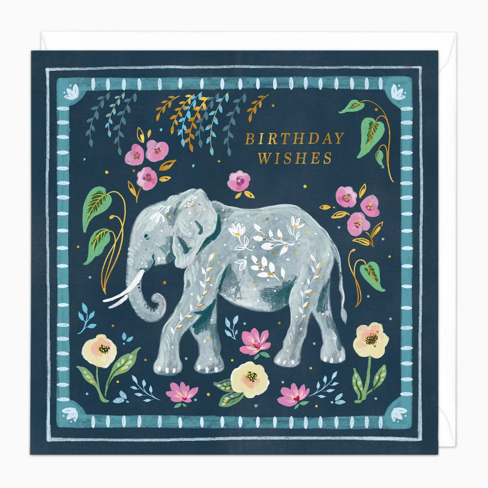 Image of H451 - Painted Paradise Elephant Birthday Card