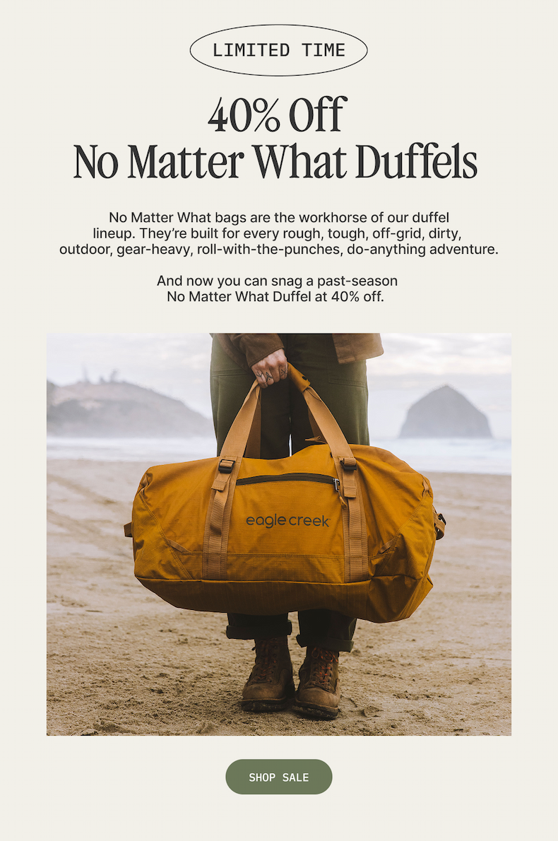 40% Off NMW Duffels