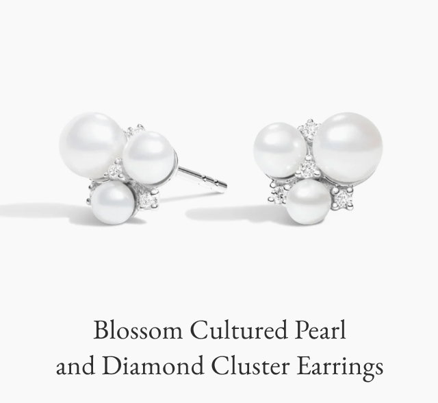 Blossom Cultured Pearl and Diamond Cluster Earrings