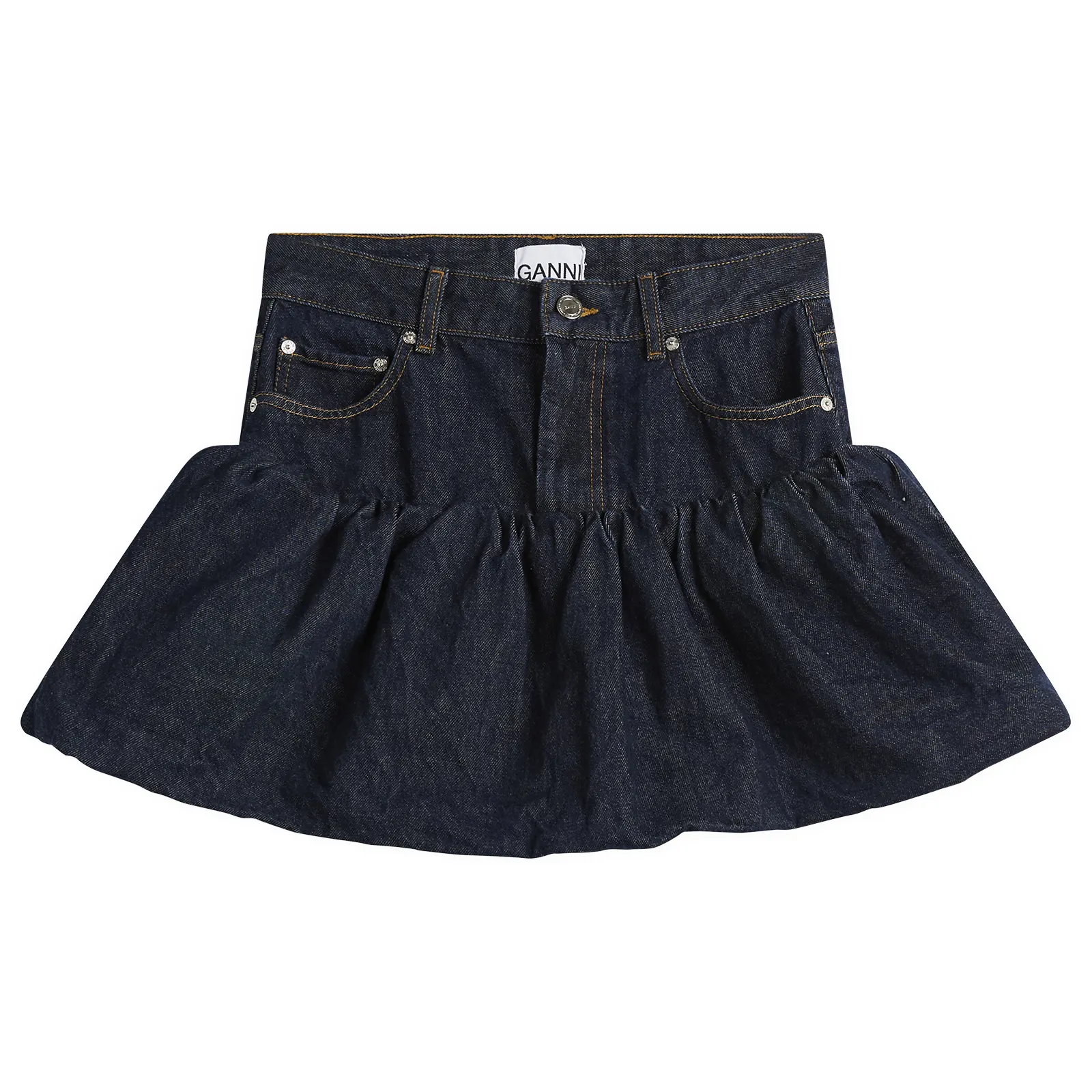 GANNI Rinse Denim Bubble Mini Skirt
