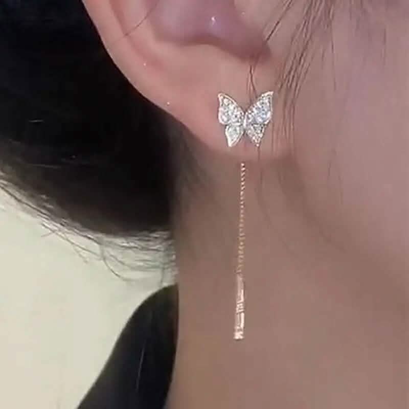 Image of 925 Silvery Post Yellow Alloy Butterfly Earrings