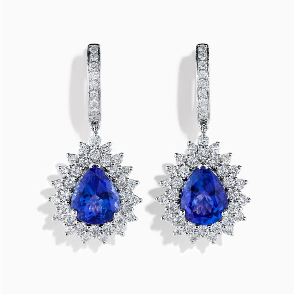 Effy Hematian 18K White Gold Tanzanite and Diamond Halo Drop Earrings