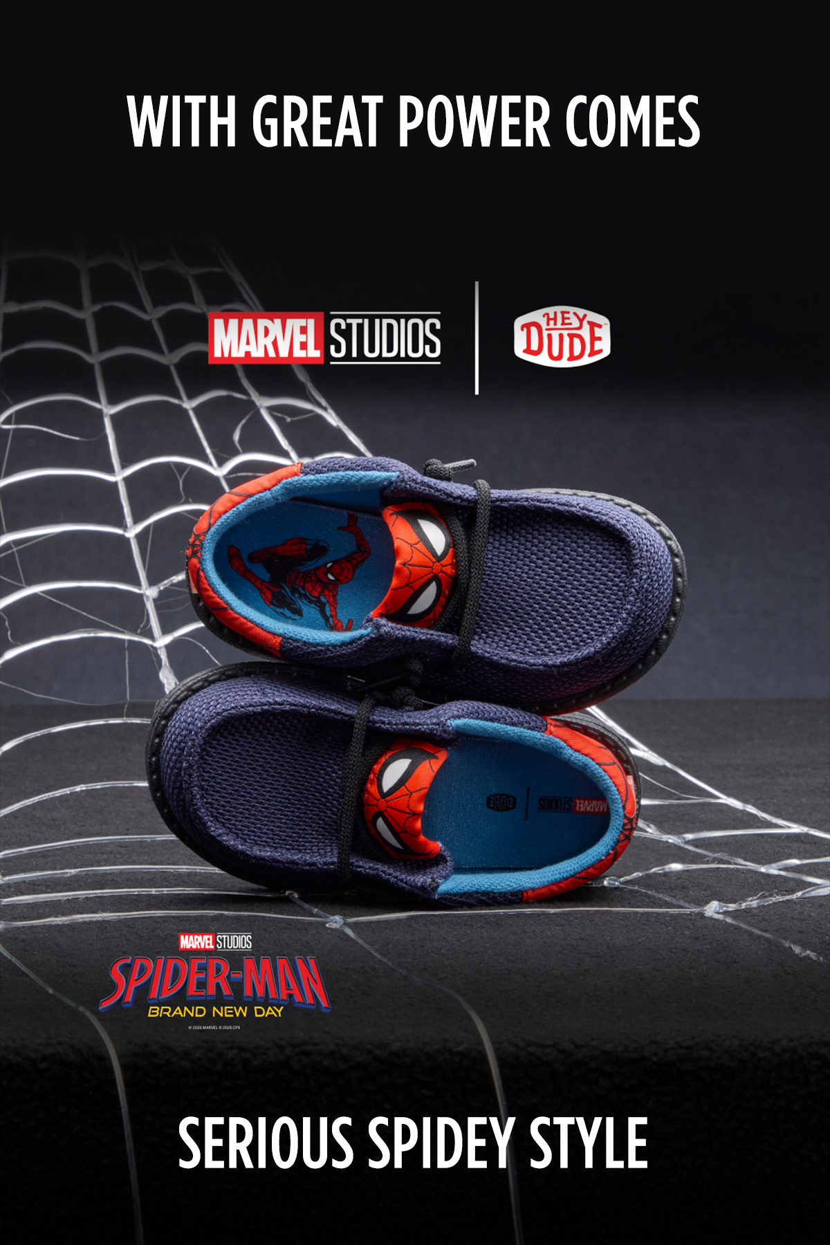 Spiderman x Heydude | Image of Spiderman Themed Heydude Sneakers