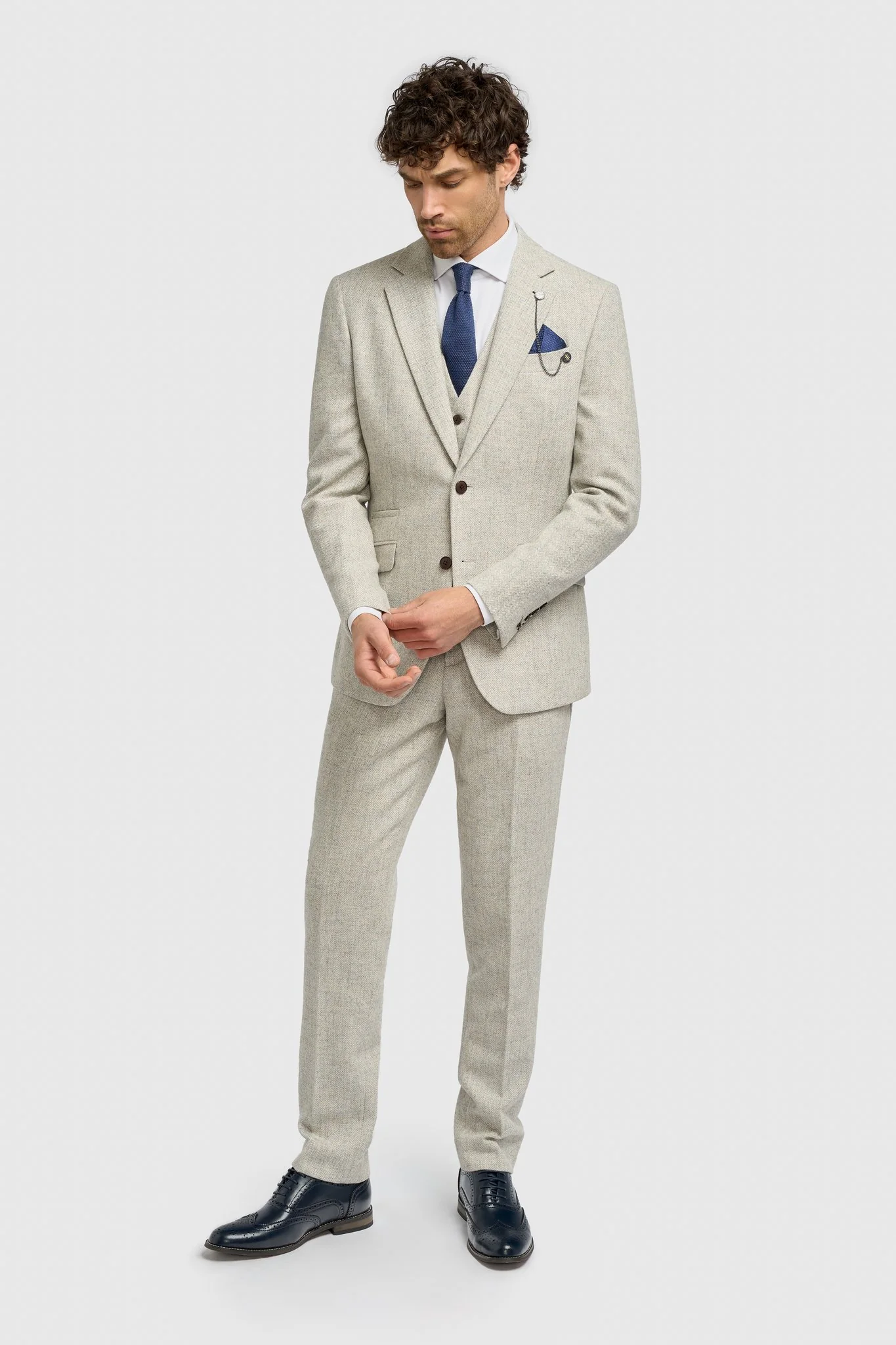 Image of Thomas Pearl Tweed Three Piece Suit