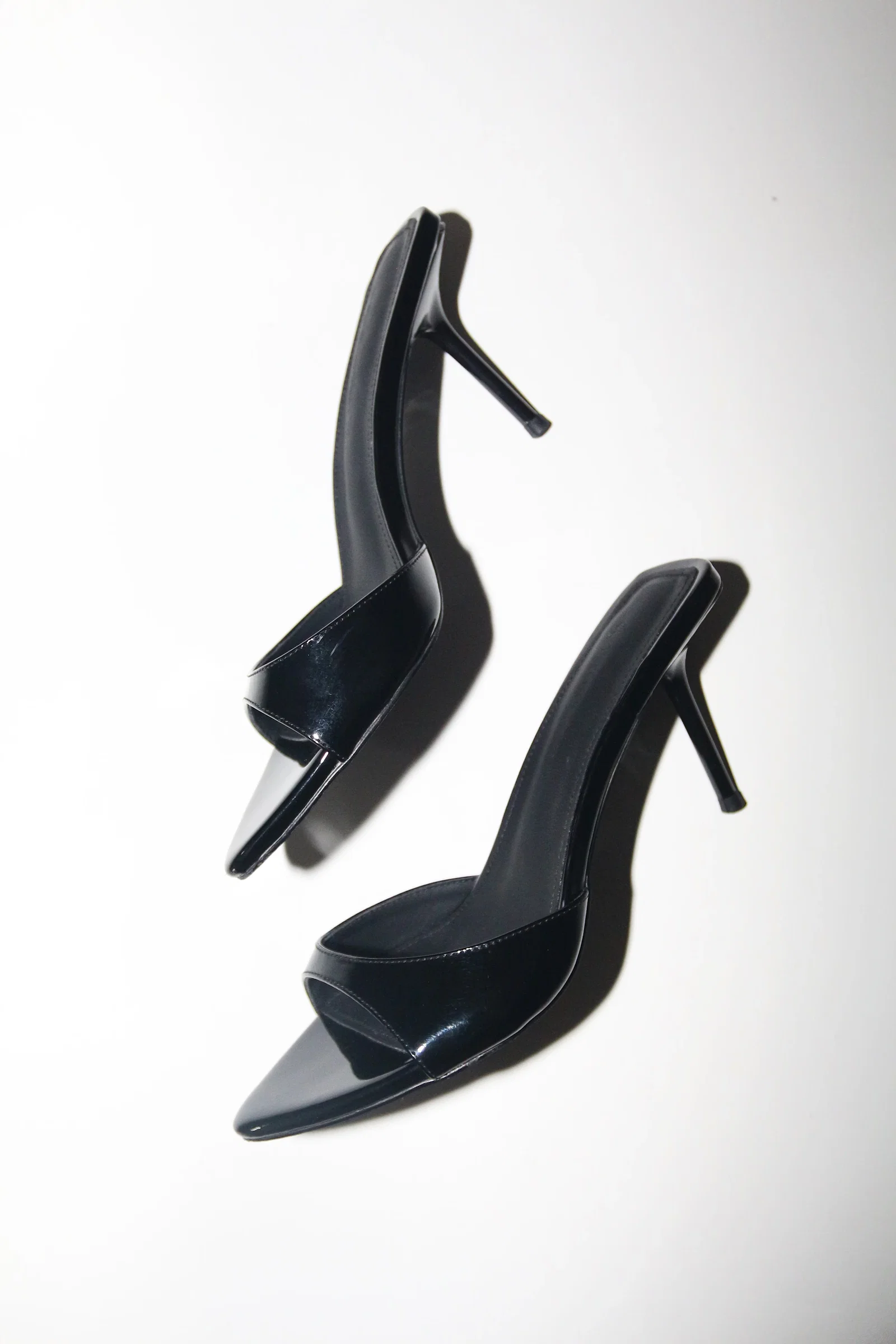 Image of Zena Black Patent Vegan Mules 80 mm