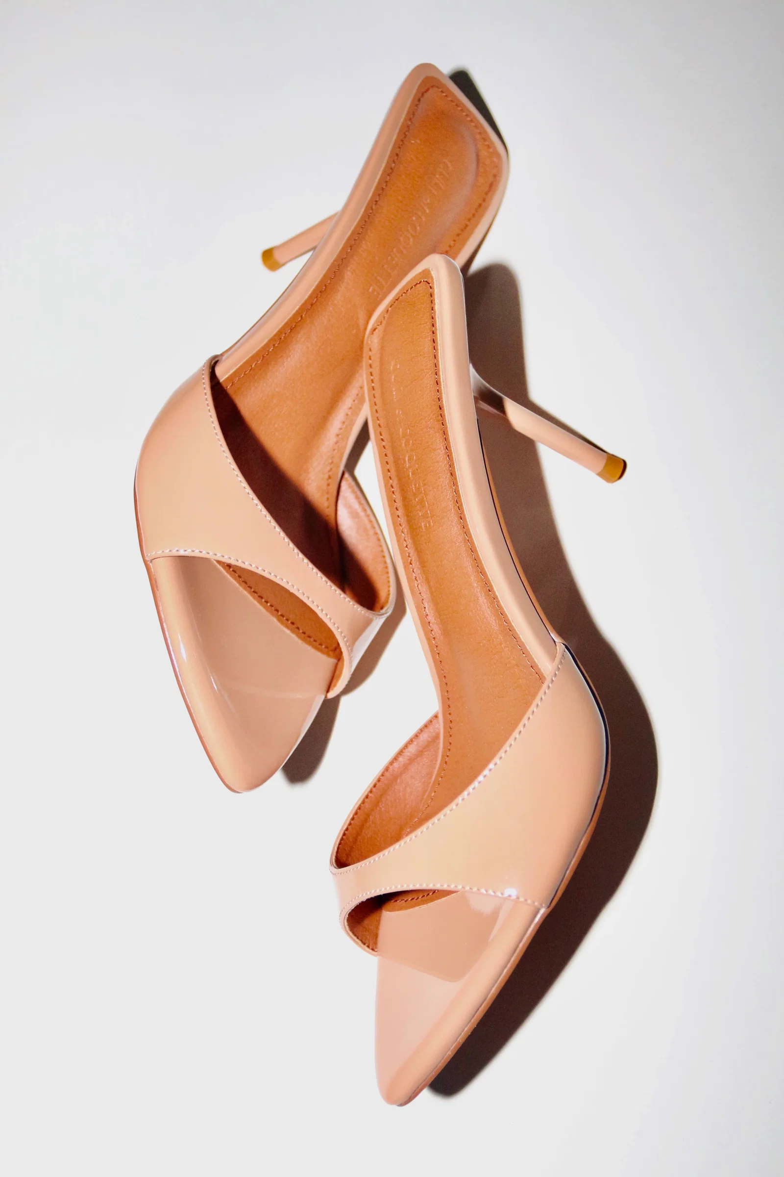Image of Zena Nude Patent Vegan Mules 80 mm