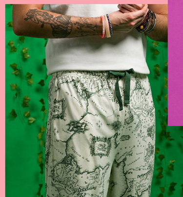 The Lord Of The Rings Middle Earth Map Oatmeal Marl Lounge Pants 1