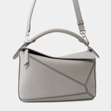 Puzzle Bag Gray Leather Size S