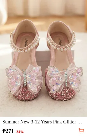 Summer New 3-12 Years Pink Glitter...