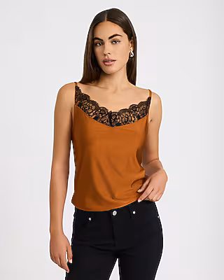 Satin Lace Trim V-Neck Cami