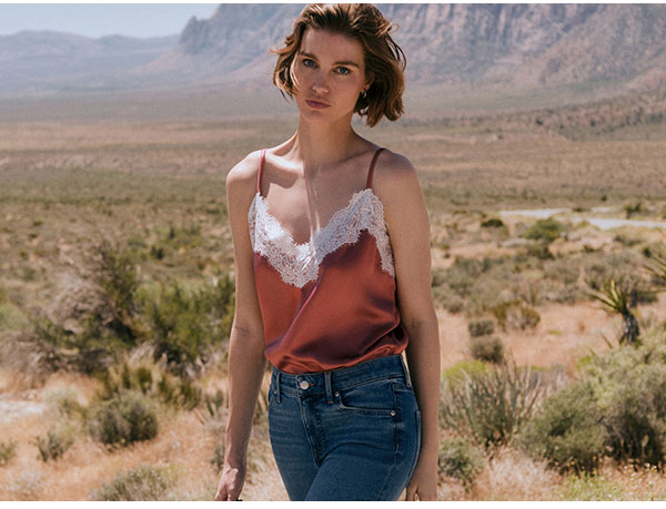 Satin Lace Trim V-Neck Cami