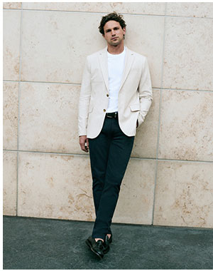 Slim Striped Linen-Blend Stretch Suit Jacket