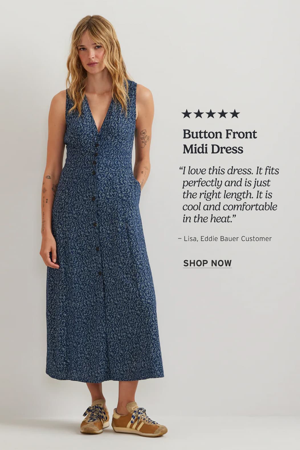 Women's Button Front Midi Dress