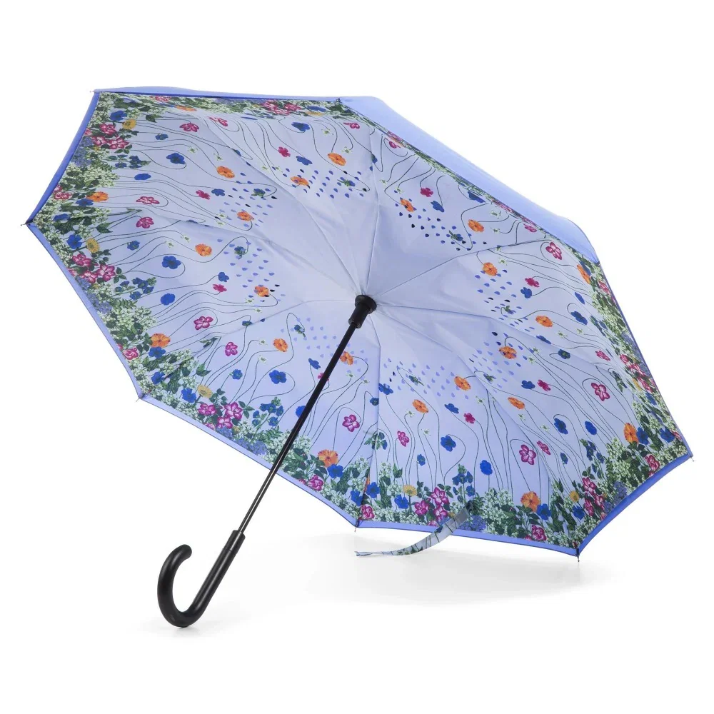Image of Stick Reverse-Close Umbrella with Under-Canopy Print