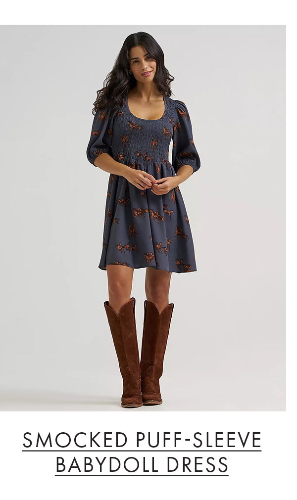 Smocked Puff-Sleeve Babydoll Dress