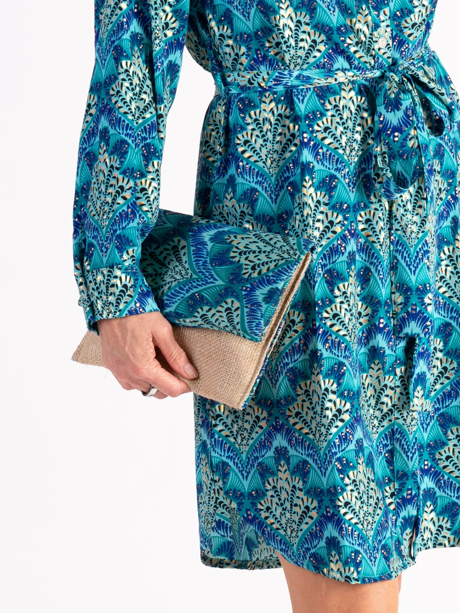 Image of Teal Paisley Print Clutch Bag