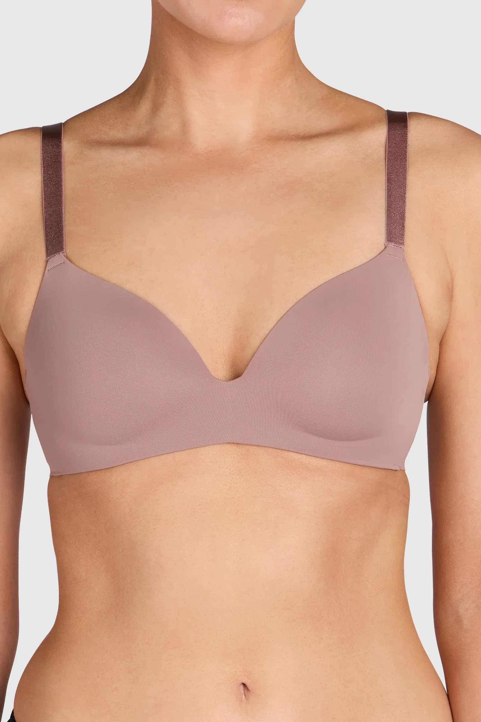 Image of The Smooth Padded Plunge Bralette Taupe