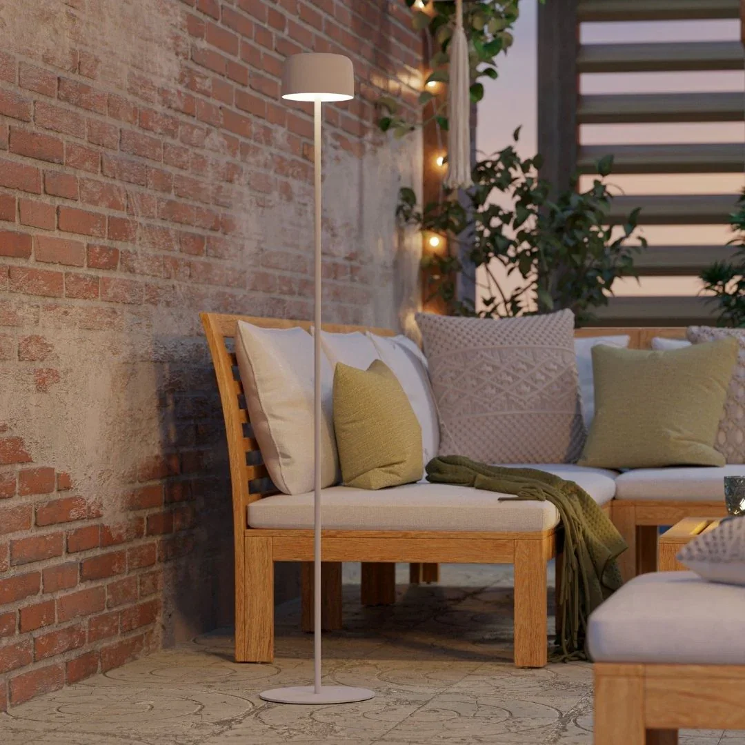 Image of Roccanova White Solar LED Rechargeable Touch Floor Lamp