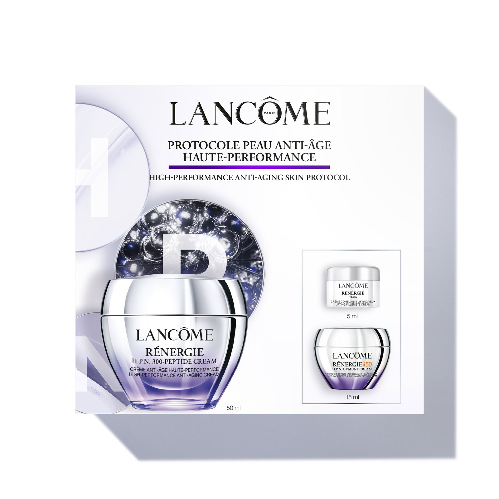 Cofanetto Lancôme Rénergie H.P.N. 300-Peptide Cream, protocollo anti-età alta performance, con miniatura