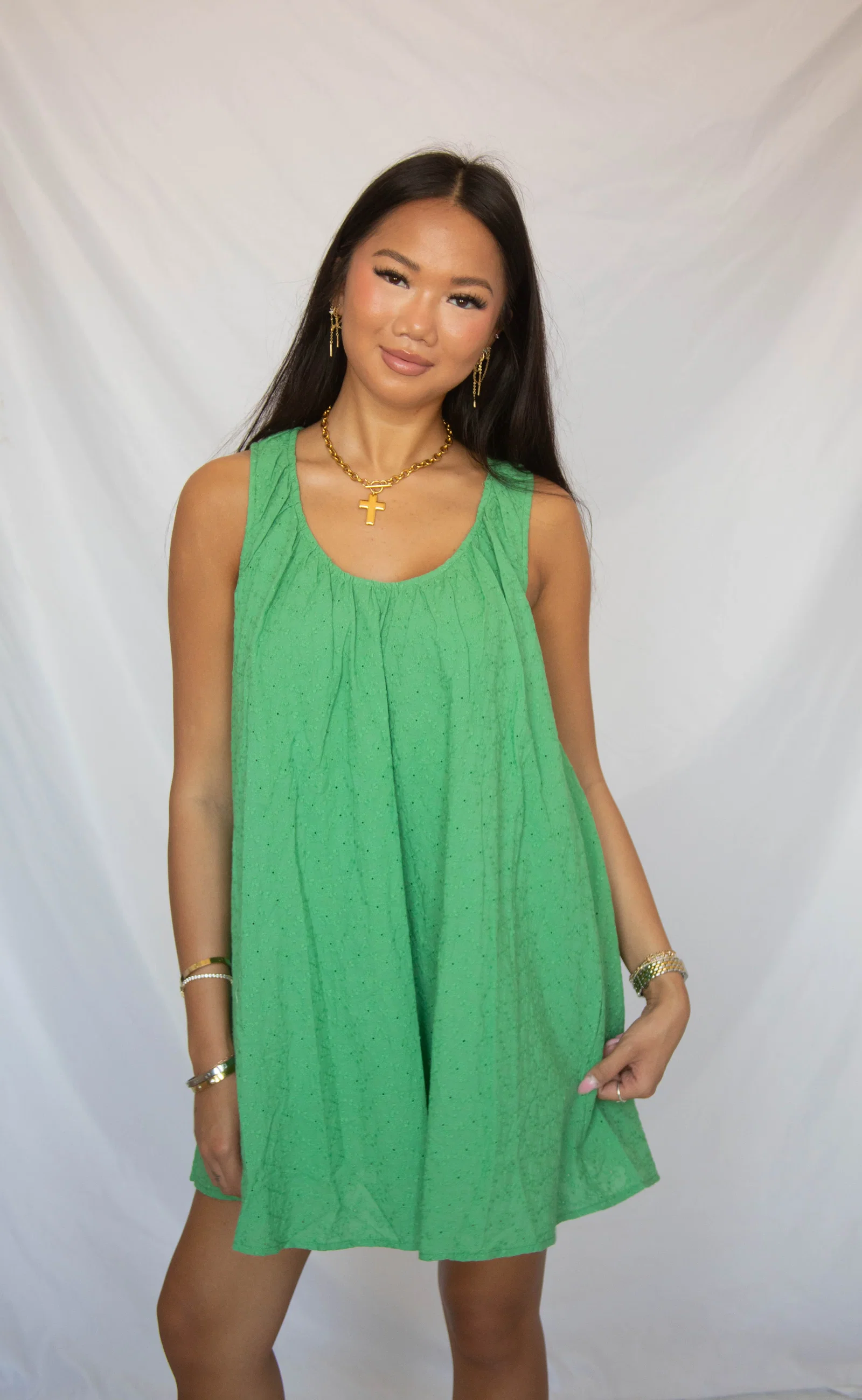Image of call it a day eyelet mini dress
