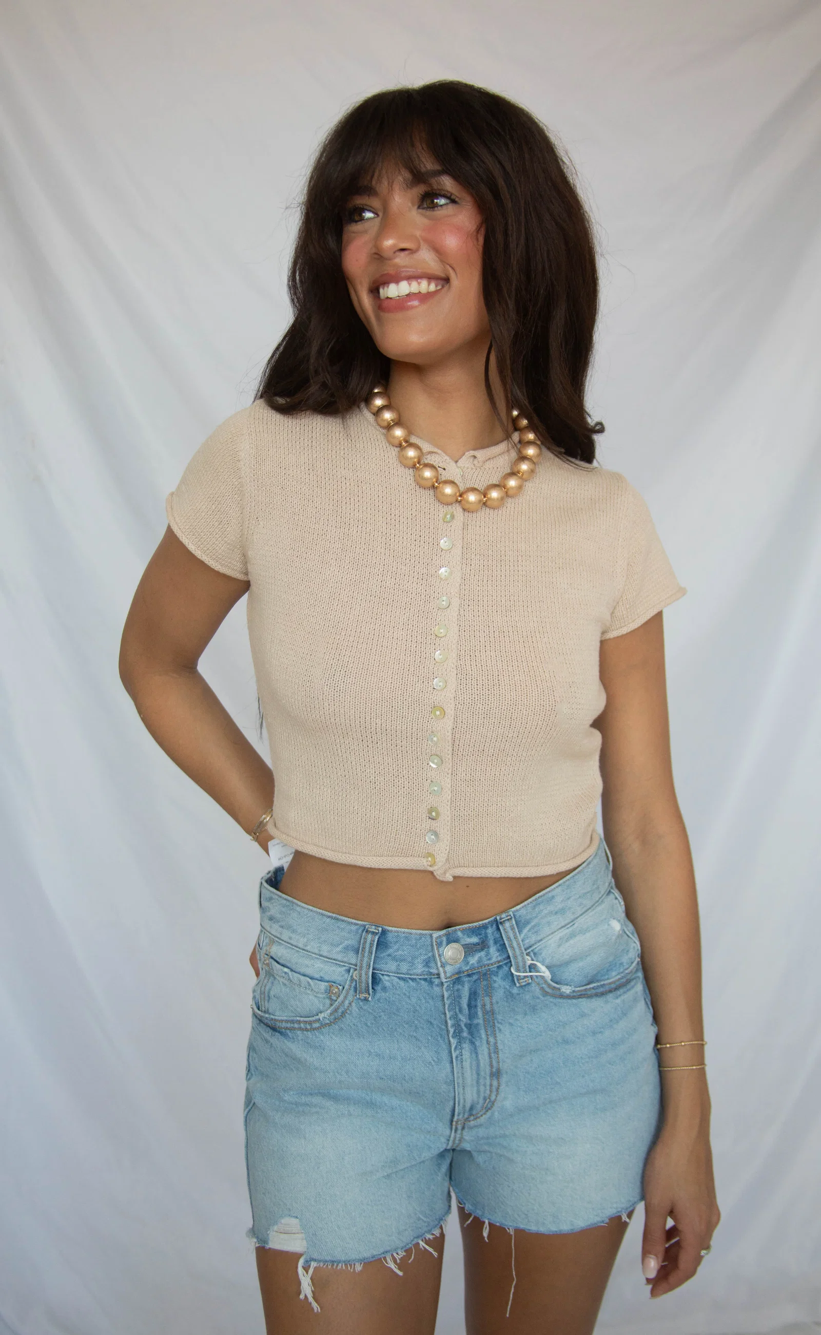 Image of for the record button down sweater
