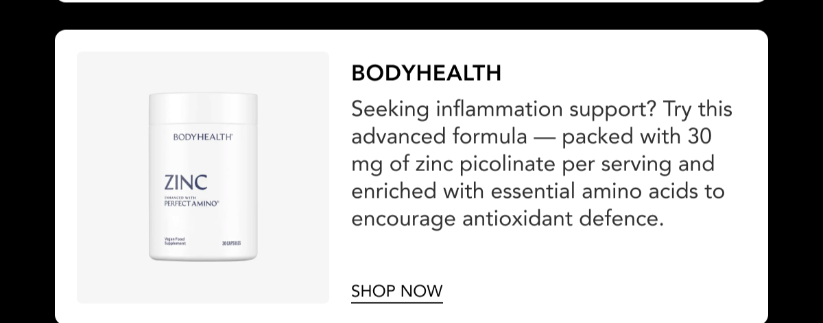 BodyHealth Zinc with PerfectAmino - 30mg zinc picolinate