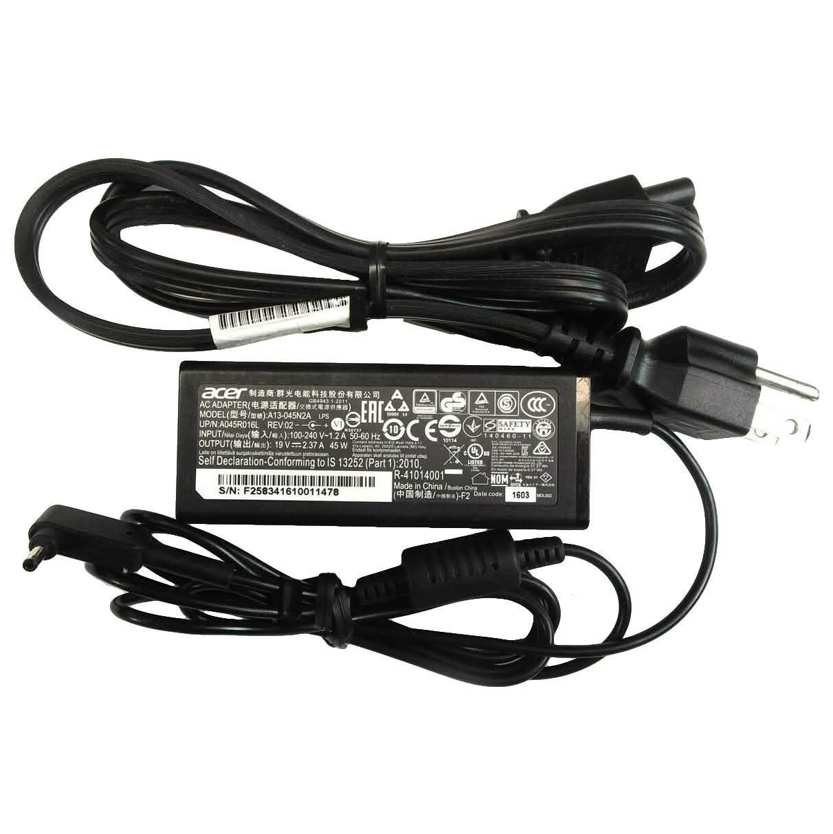 Image of Acer Genuine Laptop Charger AC Power Adapter A13-045N2A A045R016L 3.0mm Tip 45W