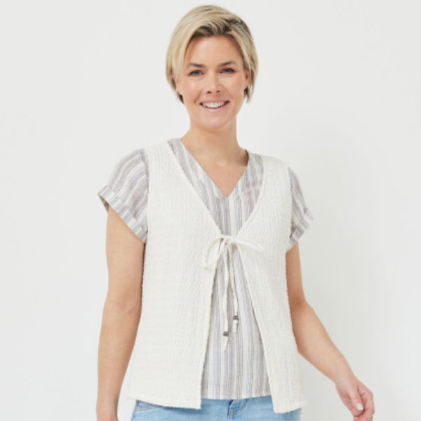 Crinkle Shirtweste mit Bändchen