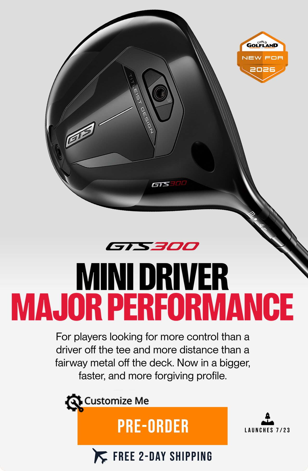 NEW | Titleist GTS300 Mini Driver