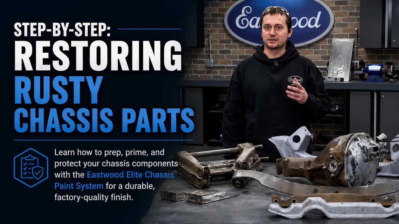 Step-by-Step: Restoring Rusty Chassis Parts. Learn how to prep, prime, and protect your chassis components with the Eastwood Elite Chassis Paint System for a durable, factory-quality finish.