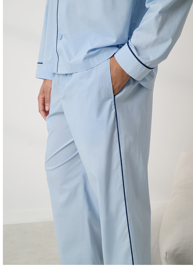 mens airy cotton pant , blue 