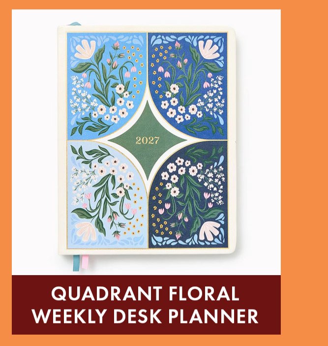 2026-2027 Paper Source Quadrant Floral Weekly Desk Planner