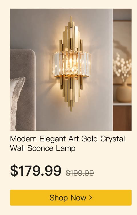 Modern Elegant Art Gold Crystal Wall Sconce Lamp
