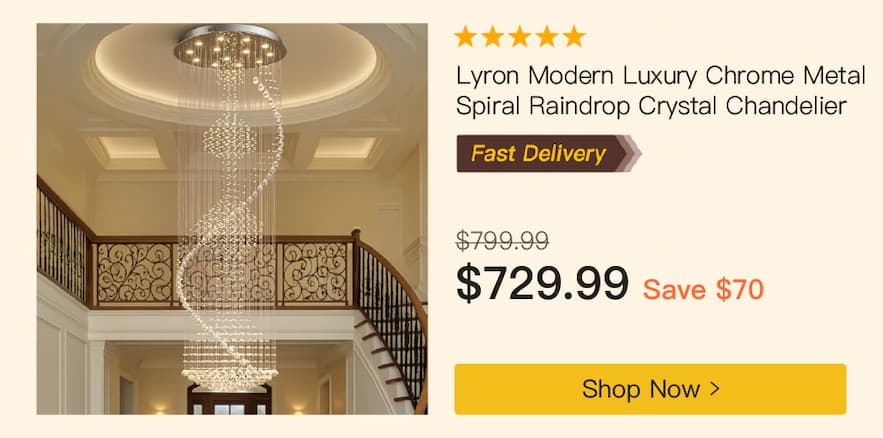 Lyron Modern Luxury Chrome Metal Large Spiral Raindrop Crystal Chandelier