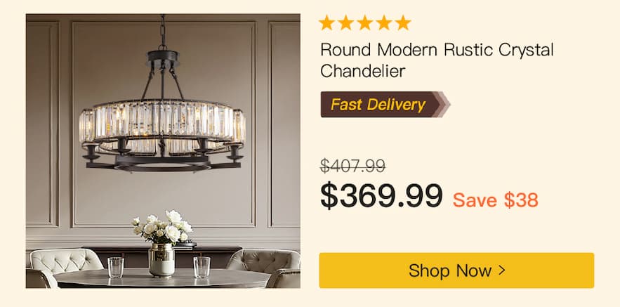 Round Modern Rustic Crystal Chandelier