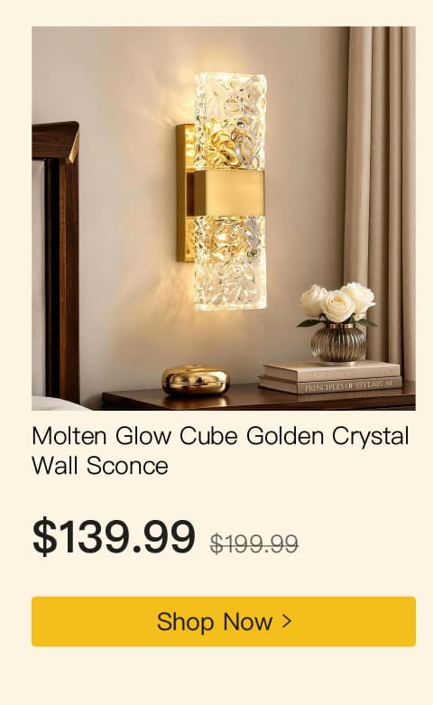 Molten Glow Cube Golden Crystal Wall Sconce