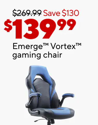 Extra 20% off select chairs when you buy 5 or more
$99.99 Staples Essentials chair
$139.99 Emerge Vortex gaming chair
$189.99 Emerge Vomax gaming chair