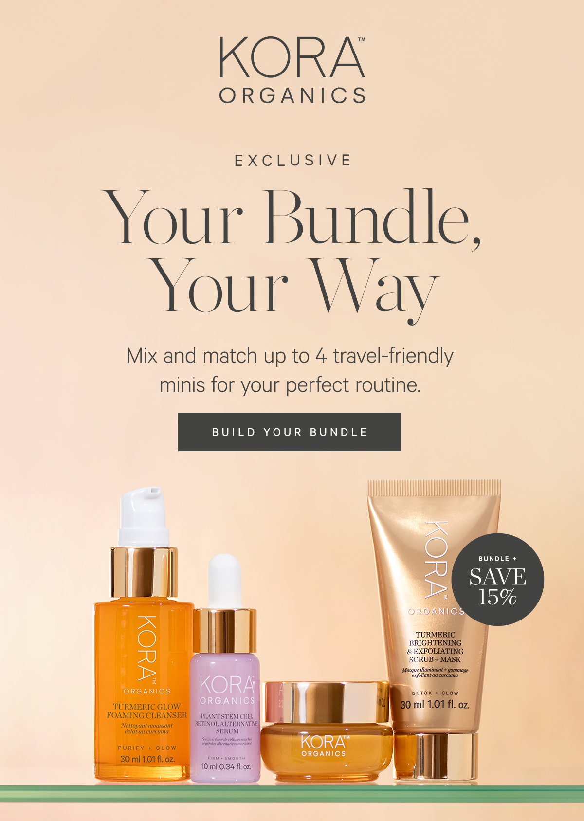 Your Bundle, Your Way. Mix and match up to 4 travel-friendly minis for your perfect routine. 