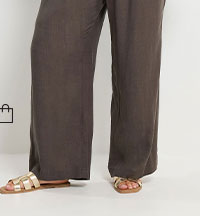YOURS Knöchellange Leinenhose in Schokoladenbraun
