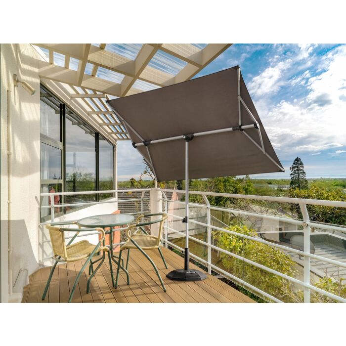 Balkon-Sonnenschirm, 210x150 cm, mit Halterung , grau