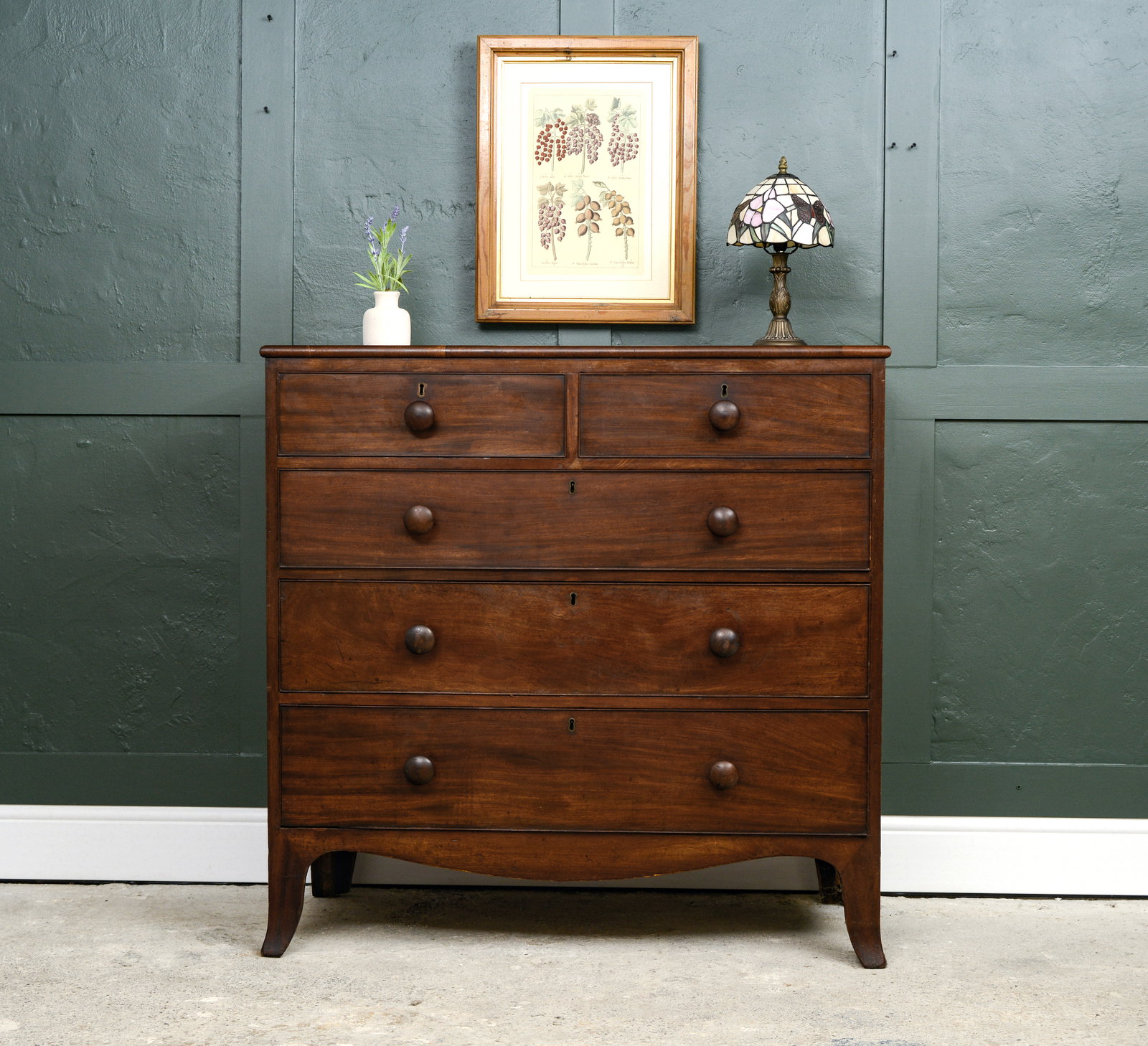 Large Georgian Mahogany Chest Of Drawers   2 Over 3