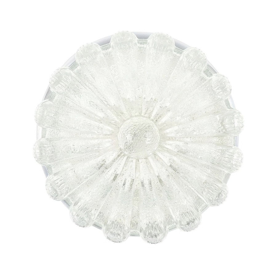Large Mid Century Flower Shaped Glass & Chrome Ceiling Light From Limburg, Germany, 1970s