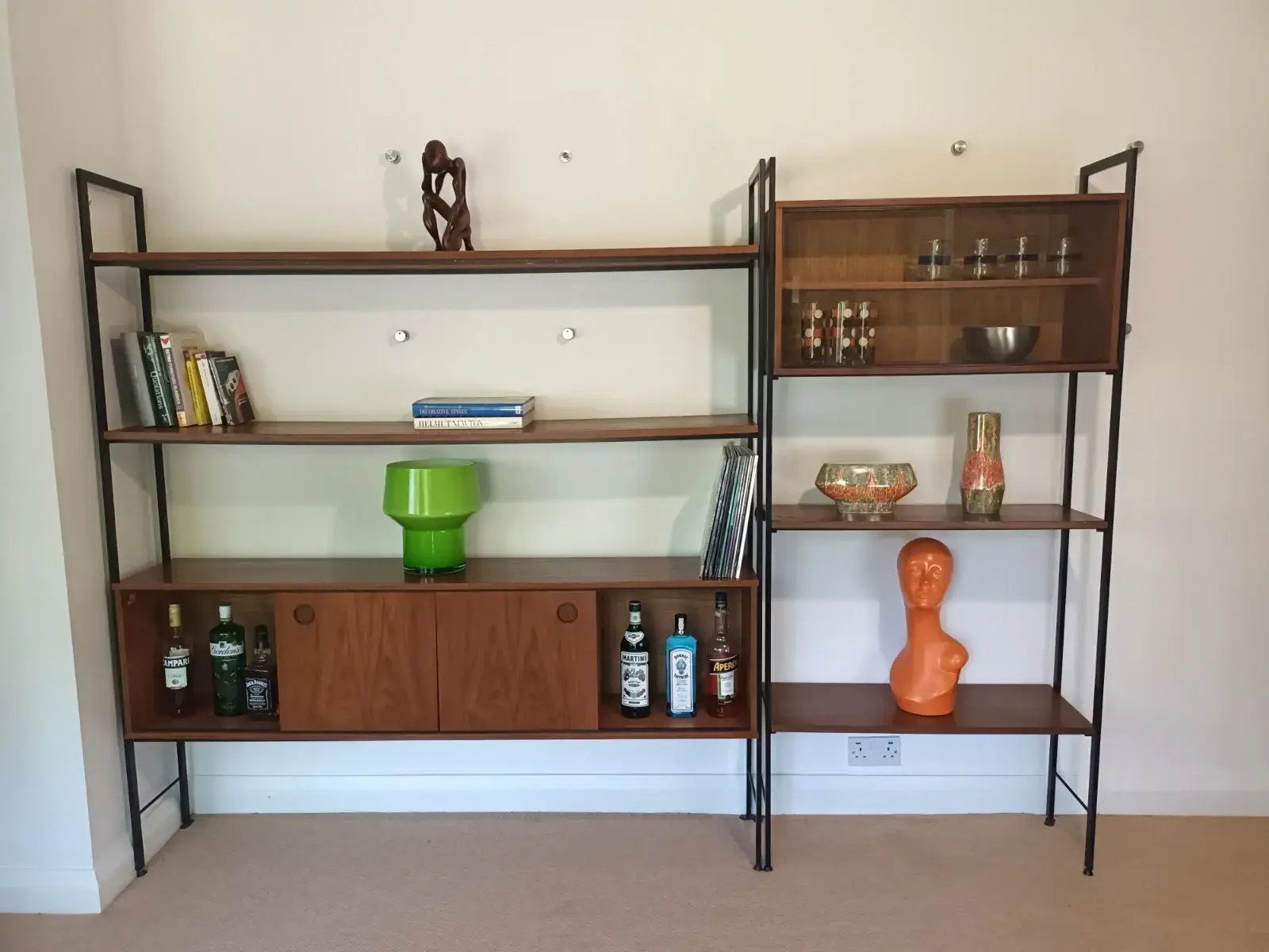 Mid Century Two Bay Teak Modular Wall System By Avalon