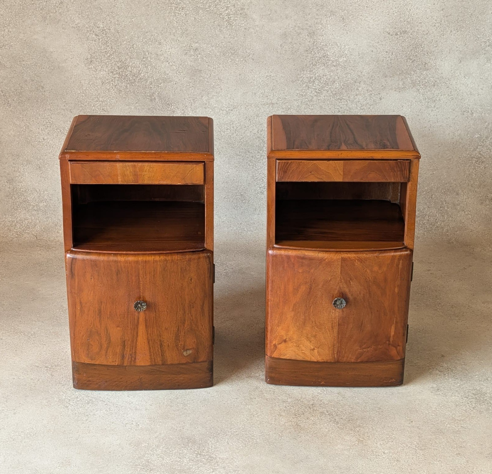 Pair Of Lebus Art Deco Walnut Bedside Cabinets 1930s/40s  Nightstands